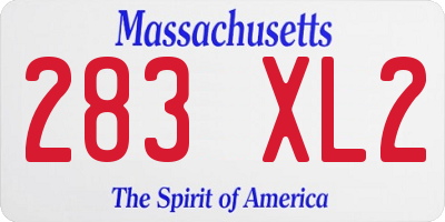 MA license plate 283XL2