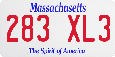 MA license plate 283XL3