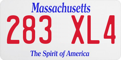 MA license plate 283XL4