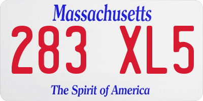MA license plate 283XL5