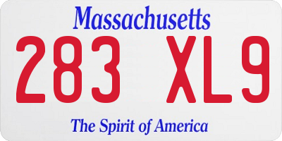 MA license plate 283XL9