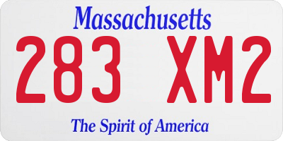 MA license plate 283XM2