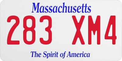 MA license plate 283XM4