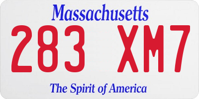 MA license plate 283XM7