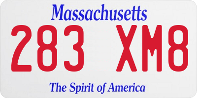 MA license plate 283XM8
