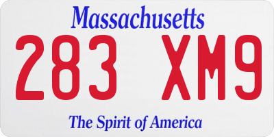 MA license plate 283XM9
