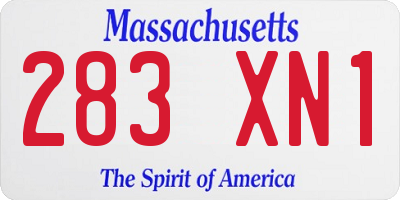 MA license plate 283XN1