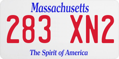 MA license plate 283XN2