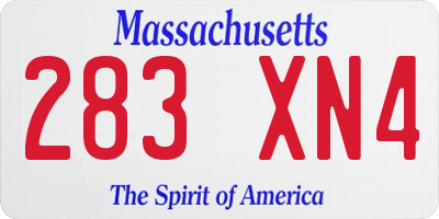 MA license plate 283XN4