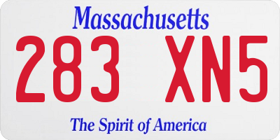 MA license plate 283XN5