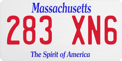 MA license plate 283XN6