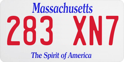 MA license plate 283XN7
