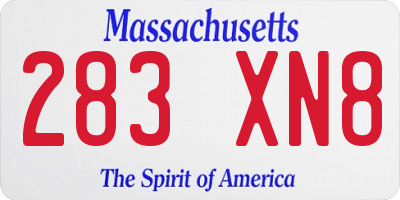 MA license plate 283XN8