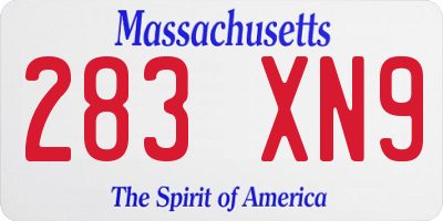 MA license plate 283XN9