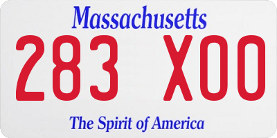 MA license plate 283XO0