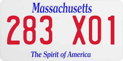 MA license plate 283XO1