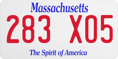 MA license plate 283XO5