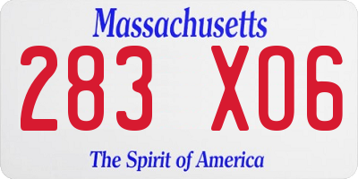 MA license plate 283XO6
