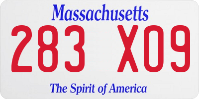 MA license plate 283XO9