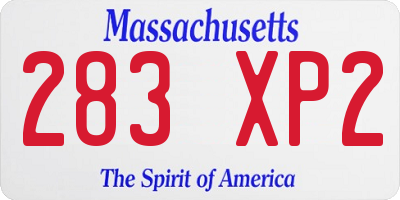 MA license plate 283XP2
