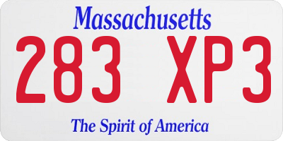 MA license plate 283XP3
