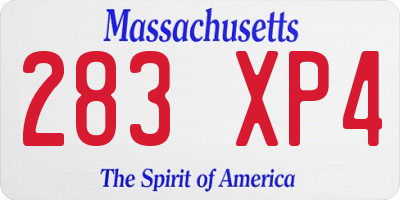 MA license plate 283XP4