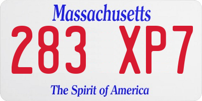 MA license plate 283XP7