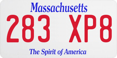 MA license plate 283XP8