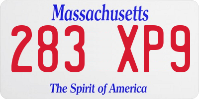 MA license plate 283XP9