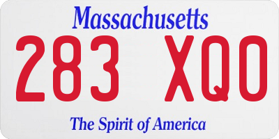 MA license plate 283XQ0