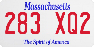 MA license plate 283XQ2