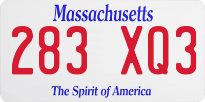 MA license plate 283XQ3
