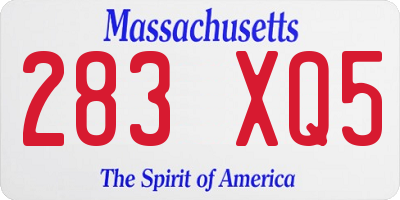 MA license plate 283XQ5