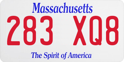 MA license plate 283XQ8