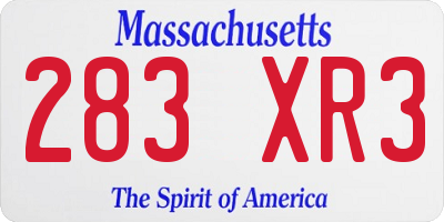 MA license plate 283XR3