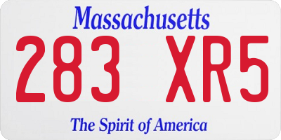 MA license plate 283XR5