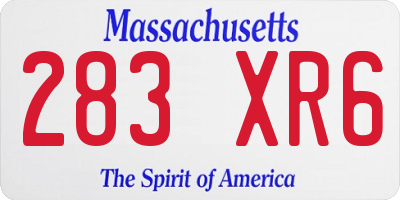 MA license plate 283XR6