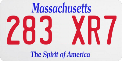 MA license plate 283XR7