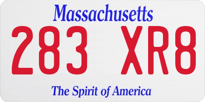 MA license plate 283XR8