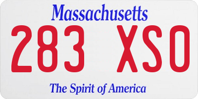 MA license plate 283XS0