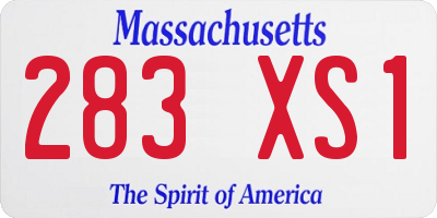 MA license plate 283XS1
