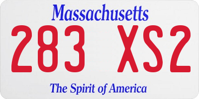 MA license plate 283XS2