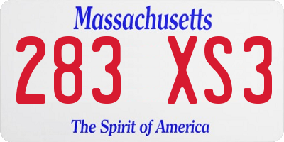MA license plate 283XS3