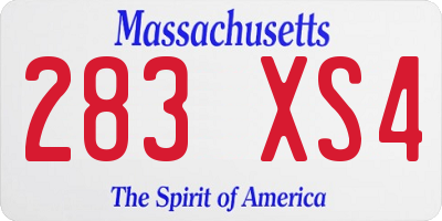 MA license plate 283XS4