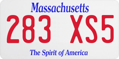 MA license plate 283XS5