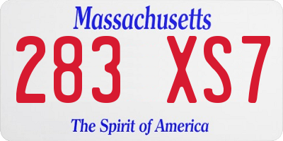 MA license plate 283XS7