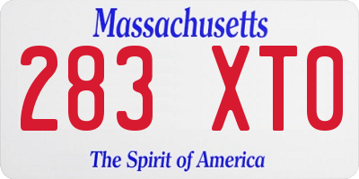 MA license plate 283XT0