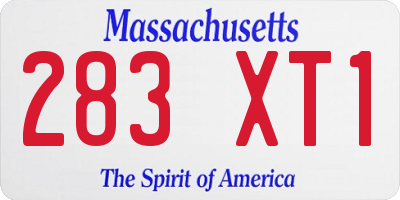 MA license plate 283XT1