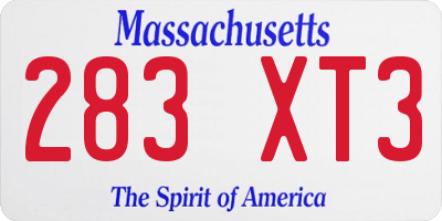 MA license plate 283XT3