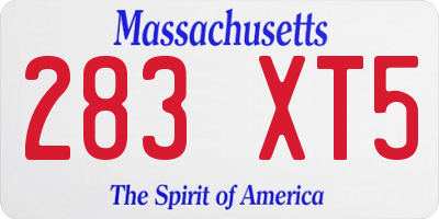 MA license plate 283XT5